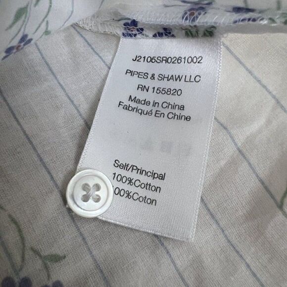 Veronica Beard Leina White Floral Ruffle Sleeveless Button Front V-neck Blouse M - Picture 10 of 10